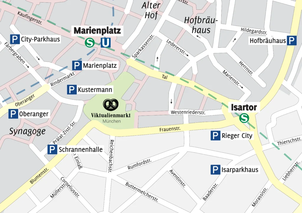 Karte der Parkhäuser rund um den Viktualienmarkt